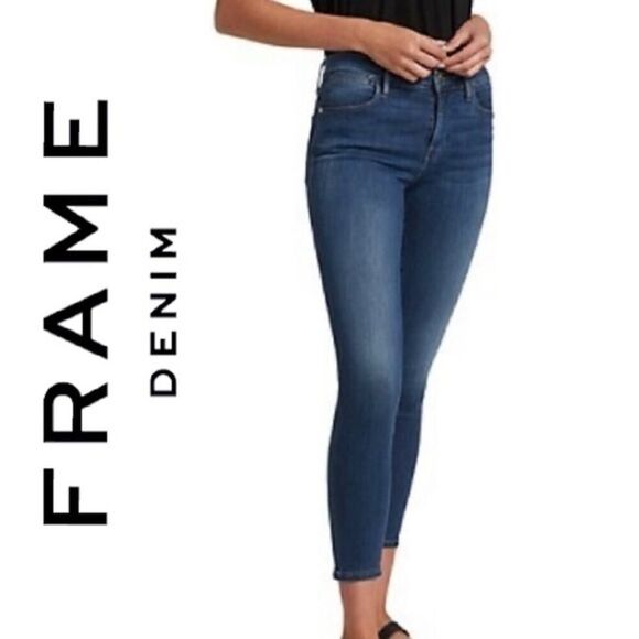 FRAME Denim Medium Wash Le High Skinny Crop Grove Street Jeans Size 27 - Picture 1 of 12